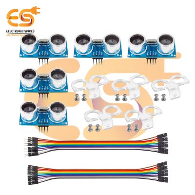 Combo of HC-SR04 Ultrasonic Sensor | Mounting Brackets | Jumper Wires Kit (30 item)